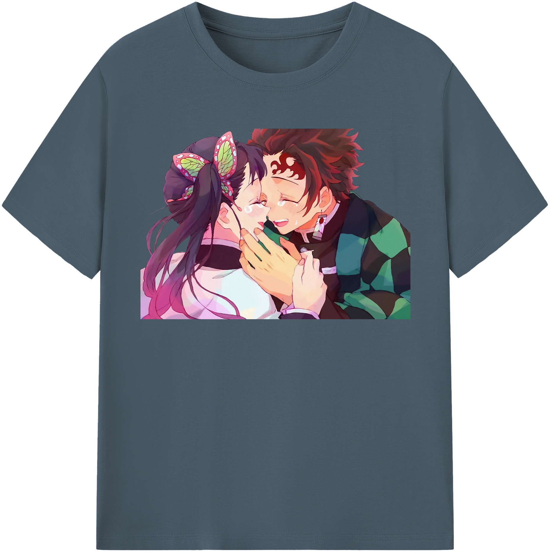 （画像用） 鬼滅の刃 竈門 炭治郎／かまど たんじろう Kamado Tanjirou 綿100％半袖Tシャツ（フロントプリント）